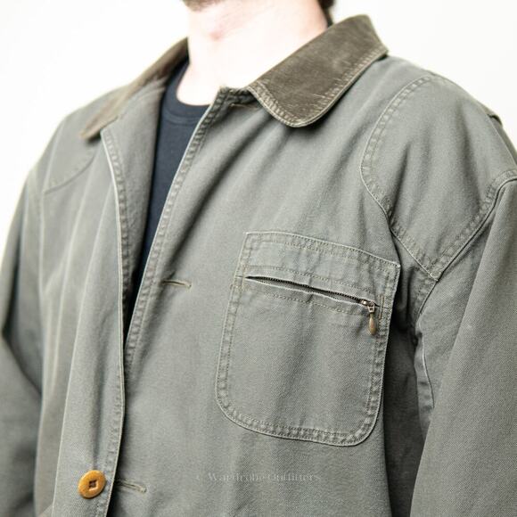 Vintage 90s L.L. Bean Canvas Forest Green Barn Jacket - XL - Picture 12 of 14